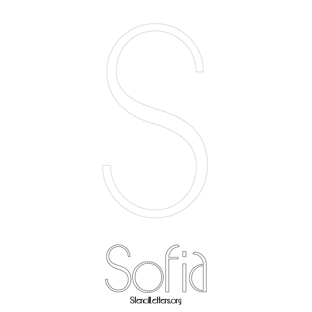 Sofia printable name initial stencil in Art Deco Lettering