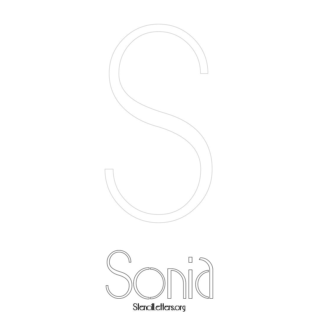 Sonia printable name initial stencil in Art Deco Lettering