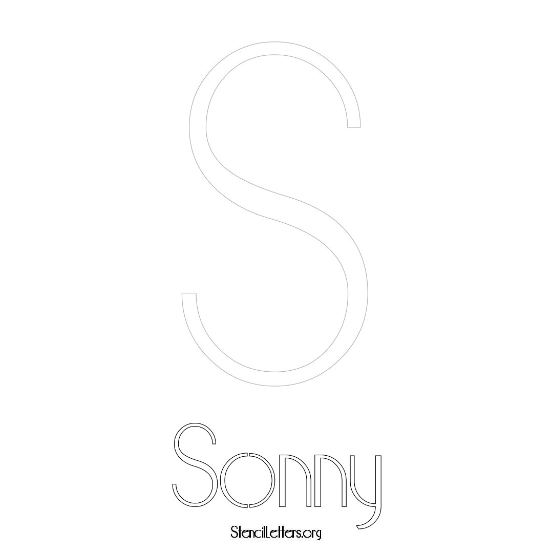 Sonny printable name initial stencil in Art Deco Lettering