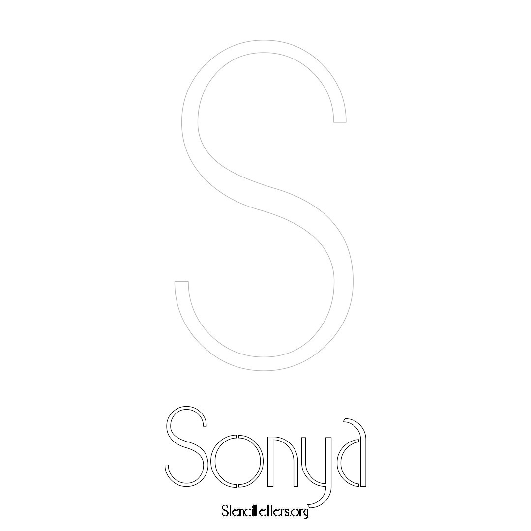 Sonya printable name initial stencil in Art Deco Lettering