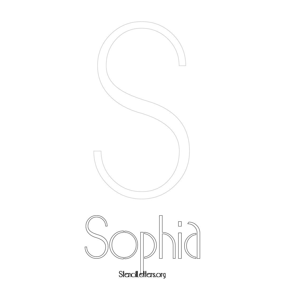 Sophia printable name initial stencil in Art Deco Lettering