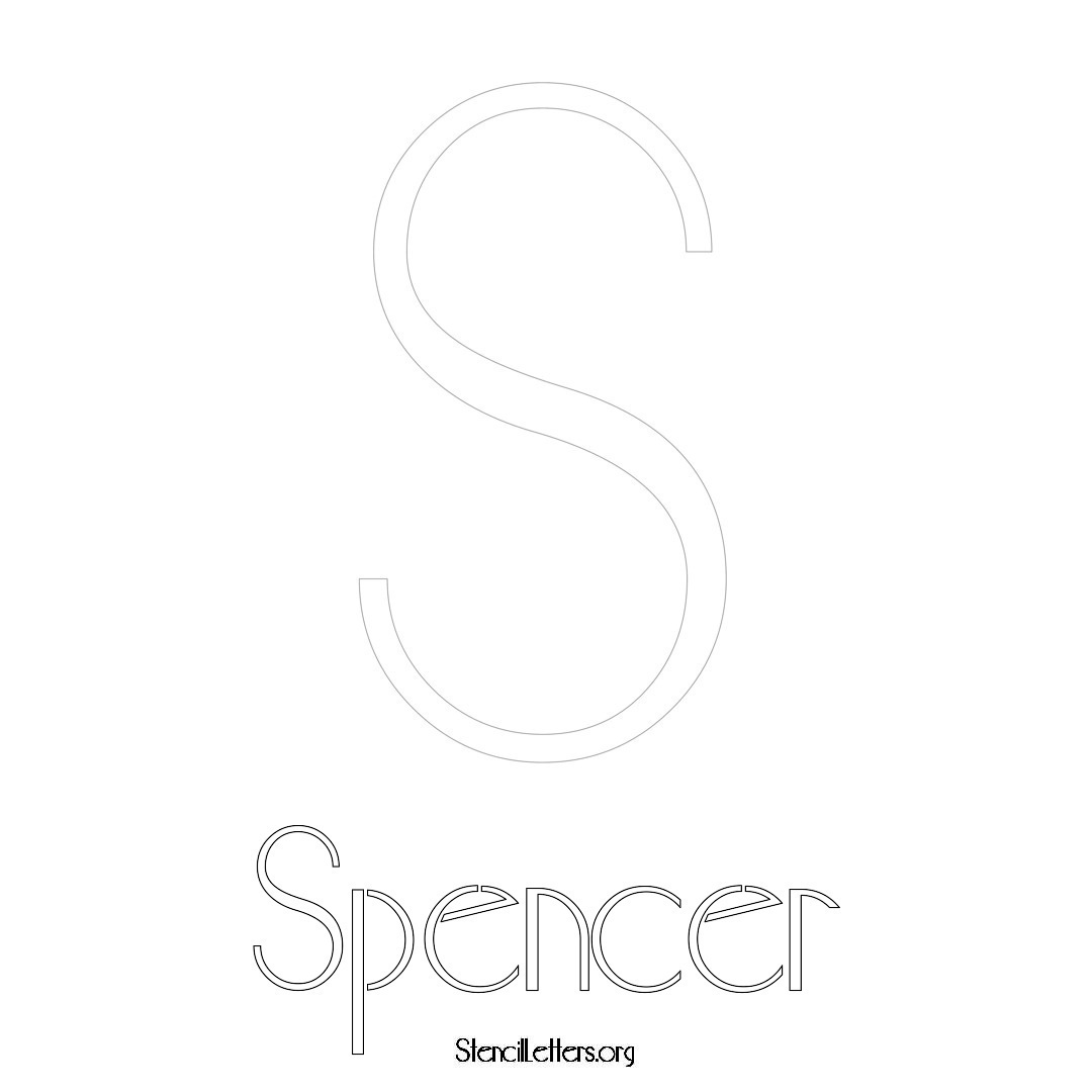 Spencer printable name initial stencil in Art Deco Lettering