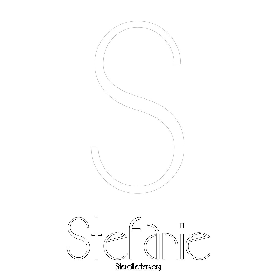 Stefanie printable name initial stencil in Art Deco Lettering