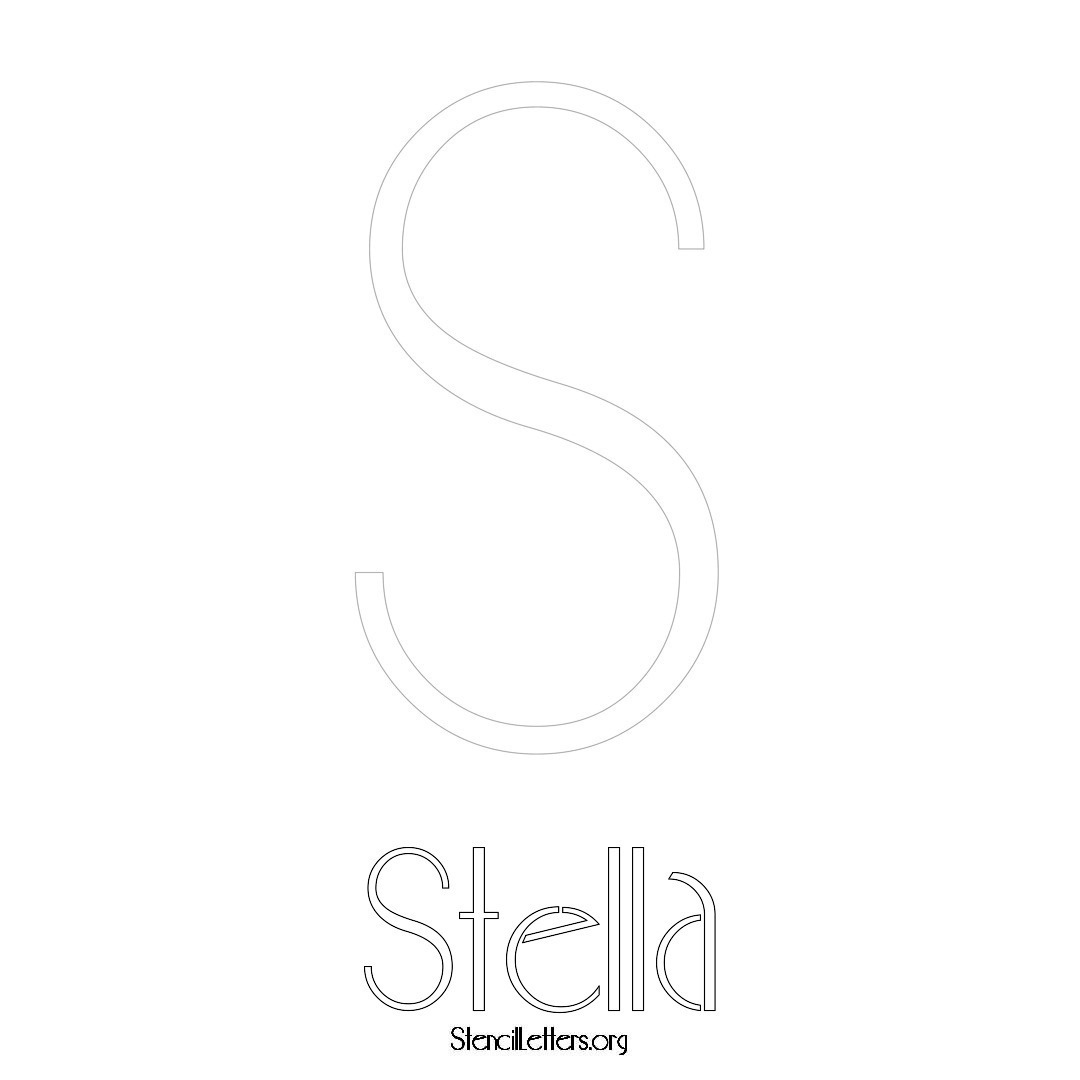 Stella printable name initial stencil in Art Deco Lettering