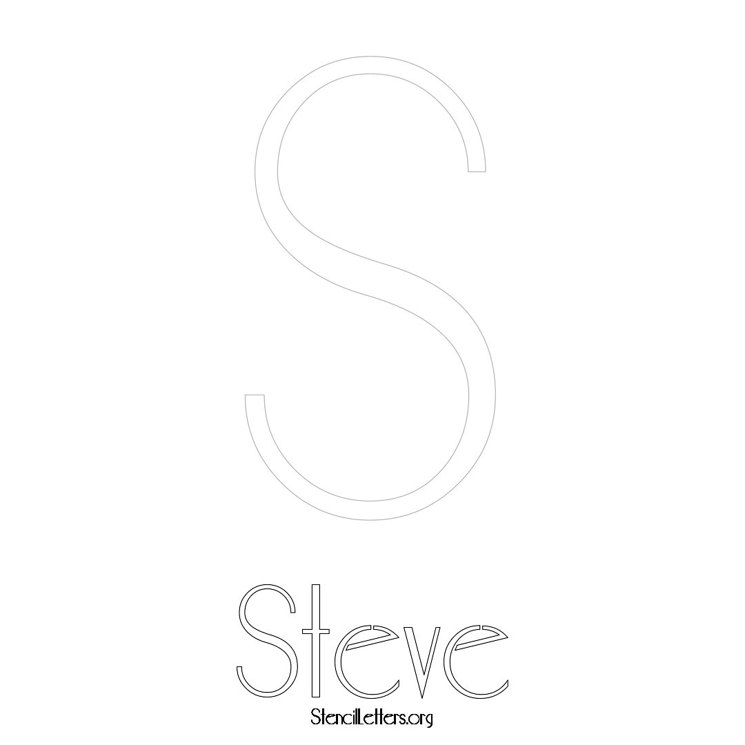 Steve printable name initial stencil in Art Deco Lettering