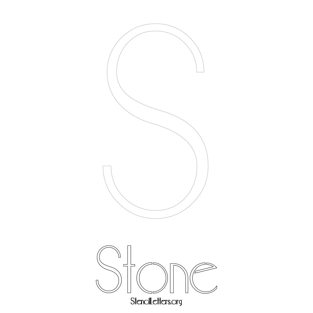 Stone printable name initial stencil in Art Deco Lettering