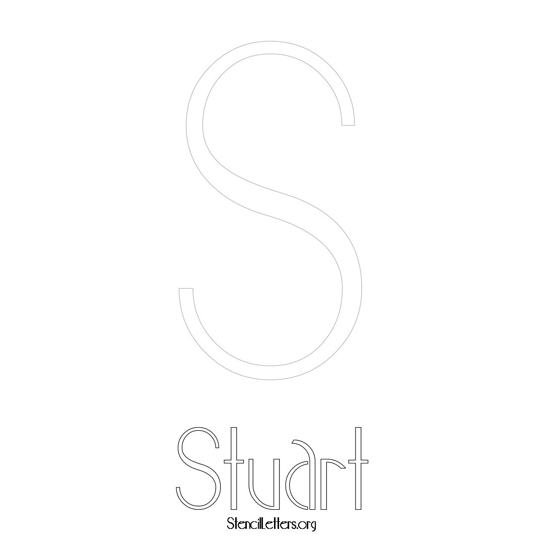 Stuart printable name initial stencil in Art Deco Lettering