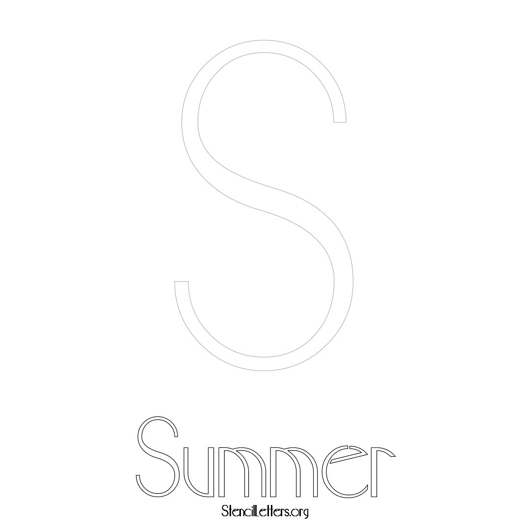 Summer printable name initial stencil in Art Deco Lettering