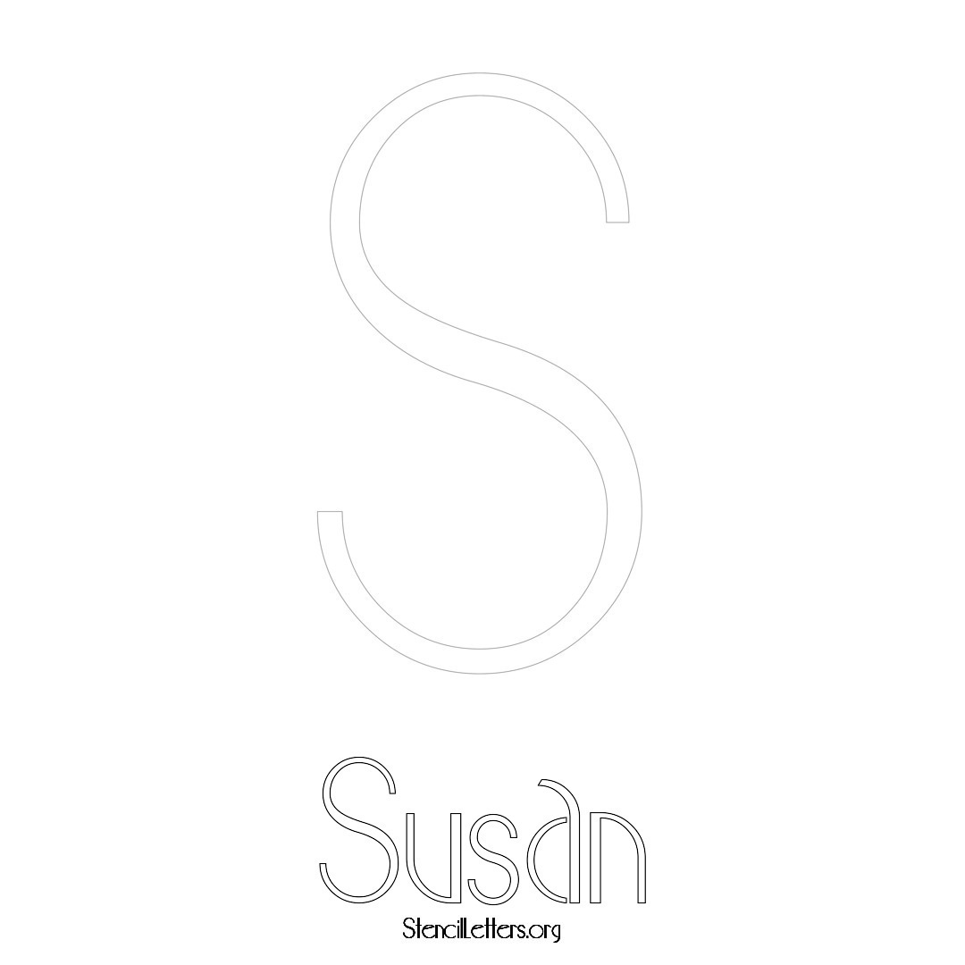 Susan printable name initial stencil in Art Deco Lettering