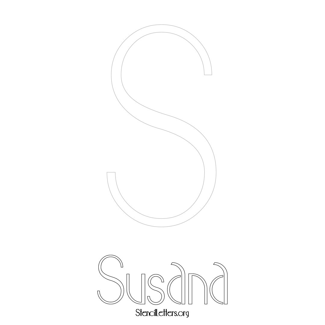 Susana printable name initial stencil in Art Deco Lettering