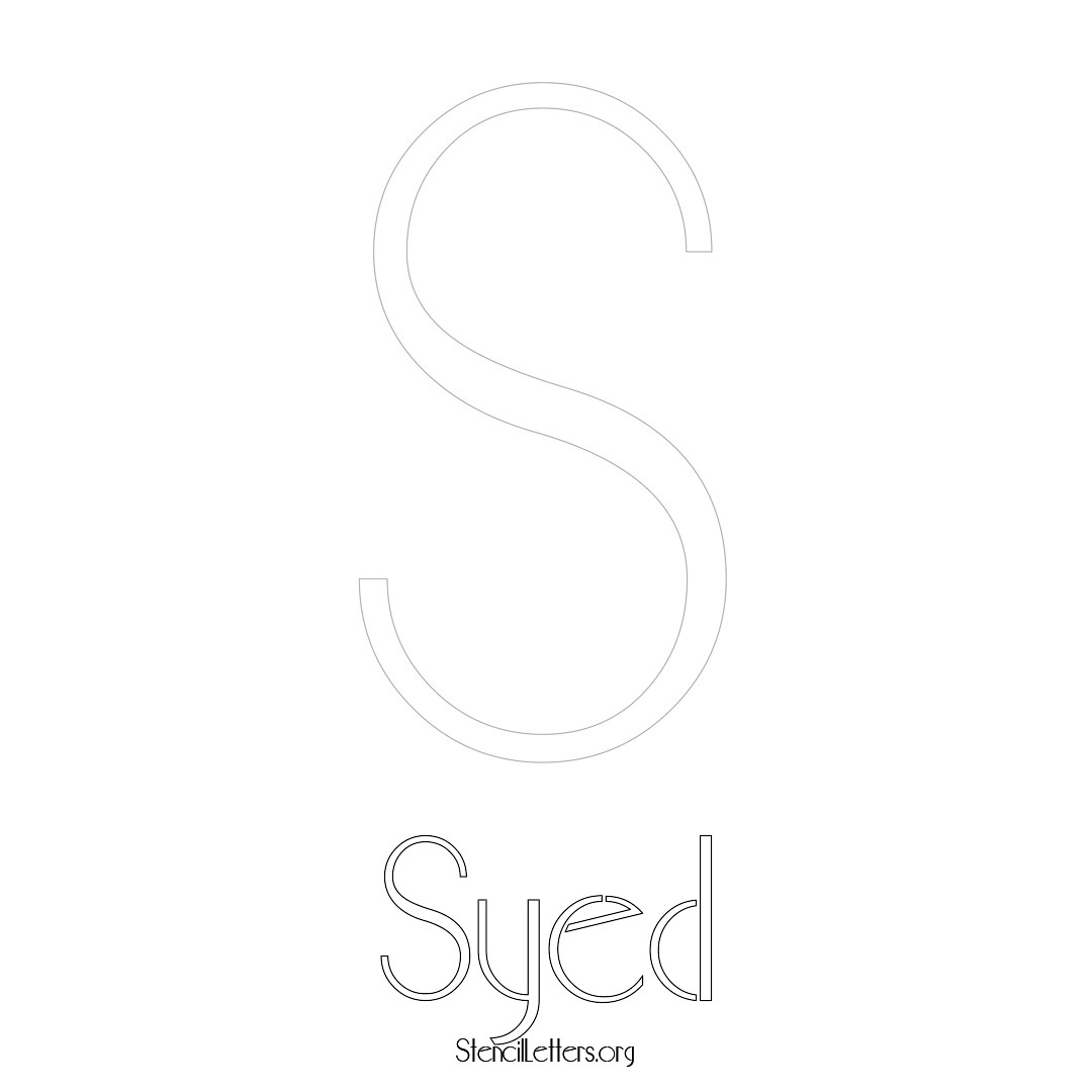 Syed printable name initial stencil in Art Deco Lettering