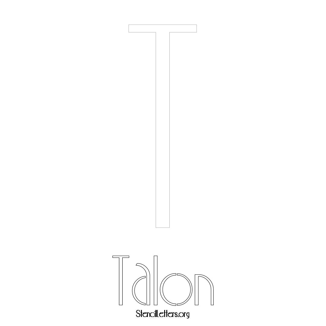 Talon printable name initial stencil in Art Deco Lettering