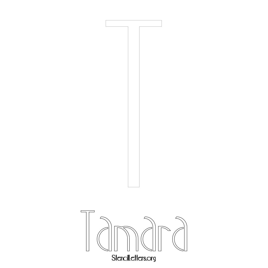 Tamara printable name initial stencil in Art Deco Lettering