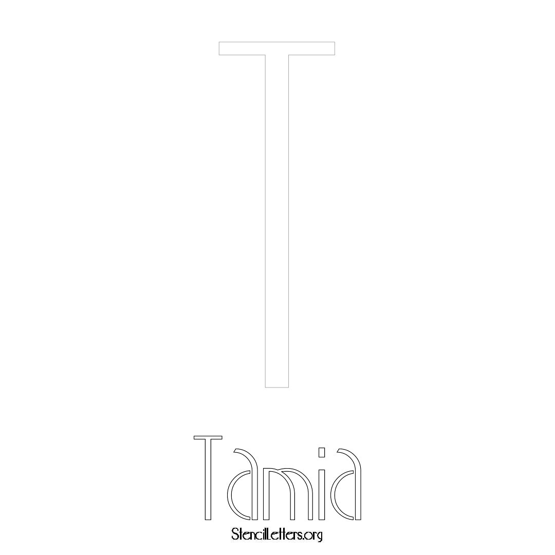 Tamia printable name initial stencil in Art Deco Lettering