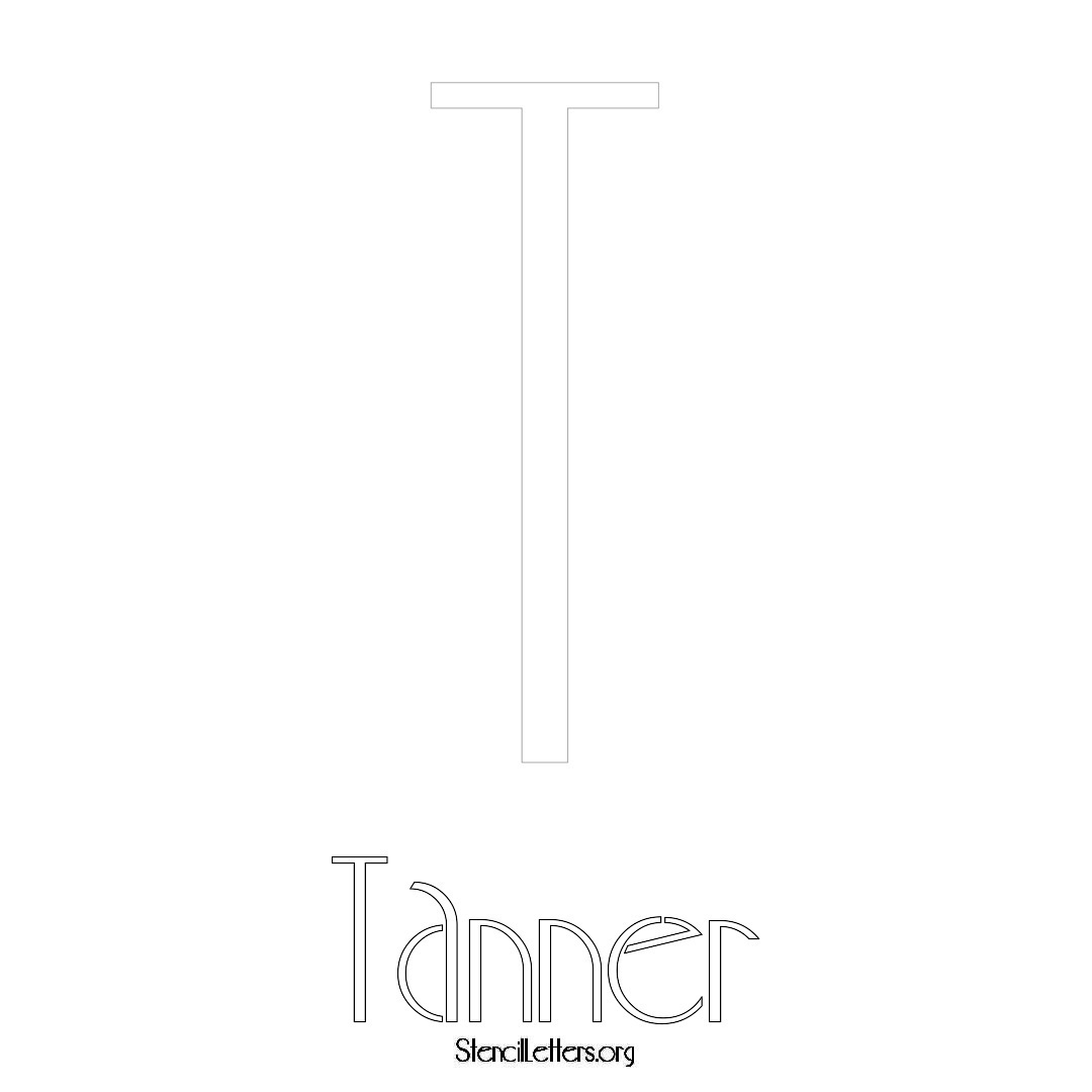 Tanner printable name initial stencil in Art Deco Lettering