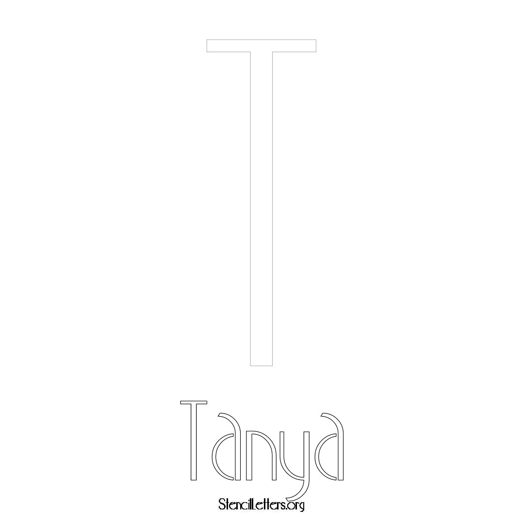 Tanya printable name initial stencil in Art Deco Lettering