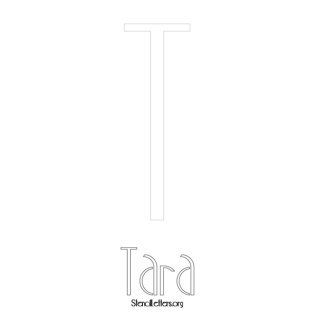 Tara printable name initial stencil in Art Deco Lettering