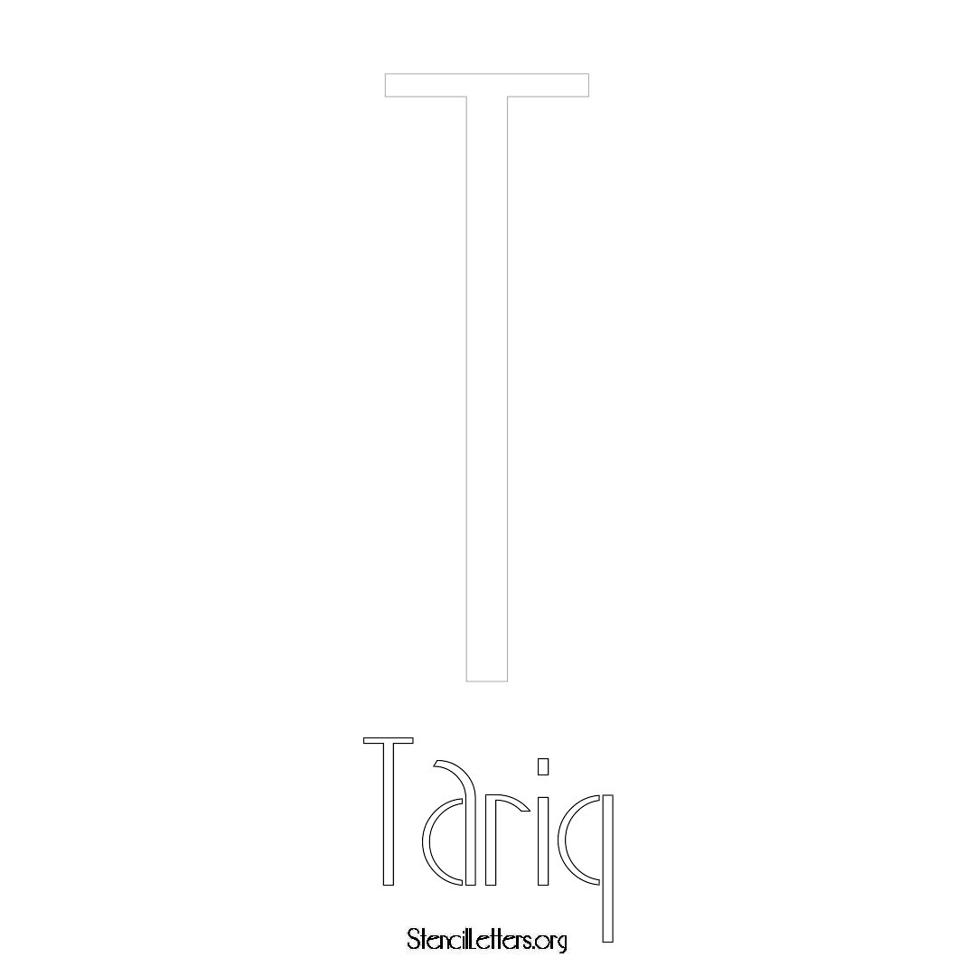 Tariq printable name initial stencil in Art Deco Lettering
