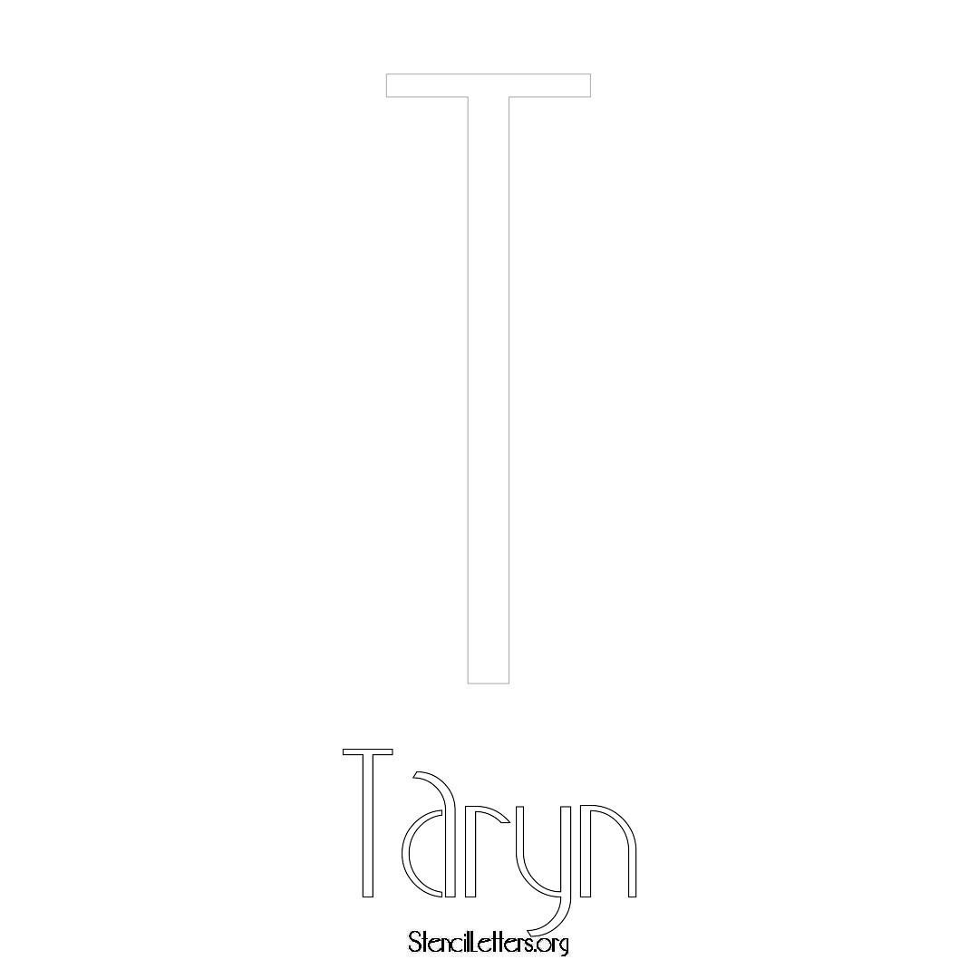 Taryn printable name initial stencil in Art Deco Lettering