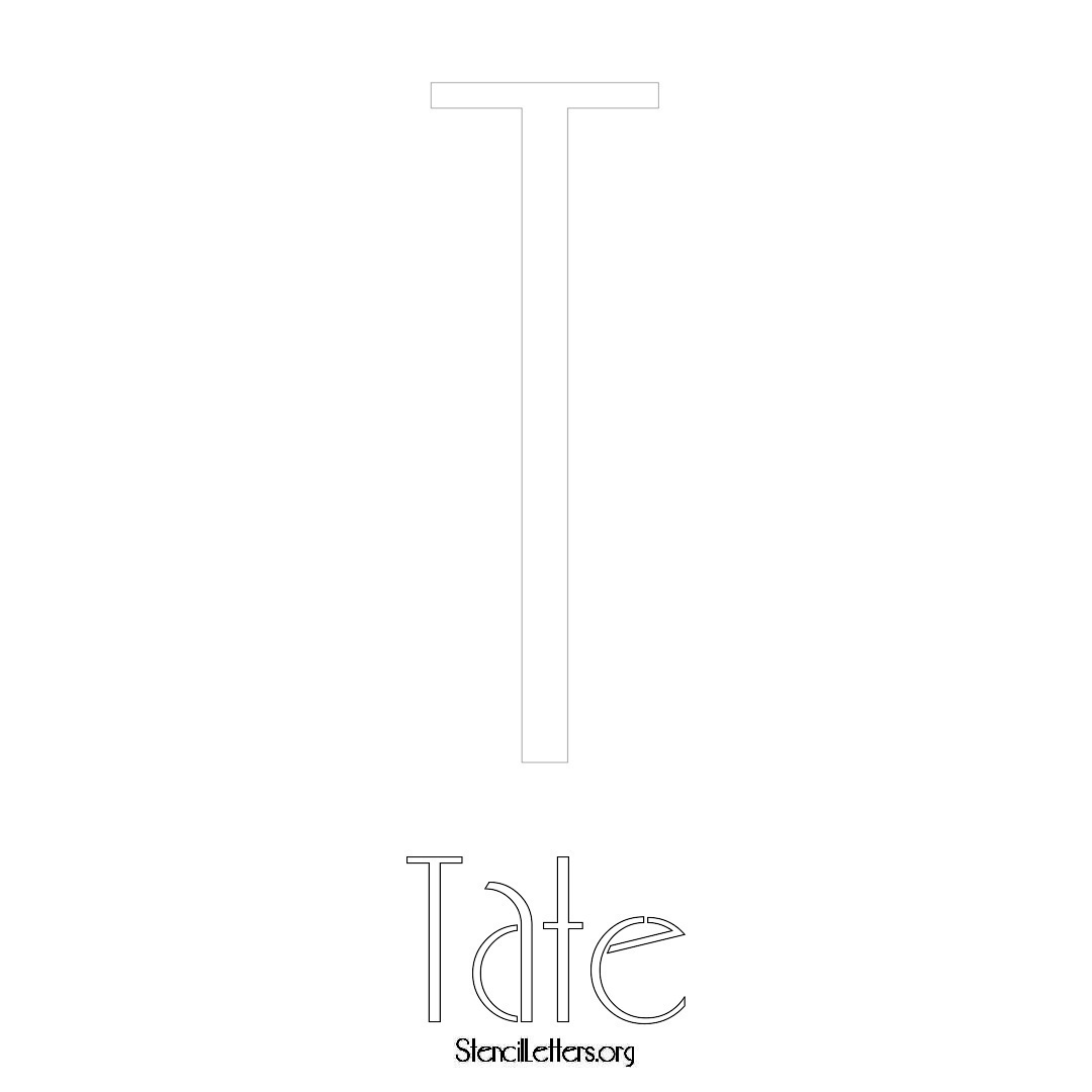 Tate printable name initial stencil in Art Deco Lettering