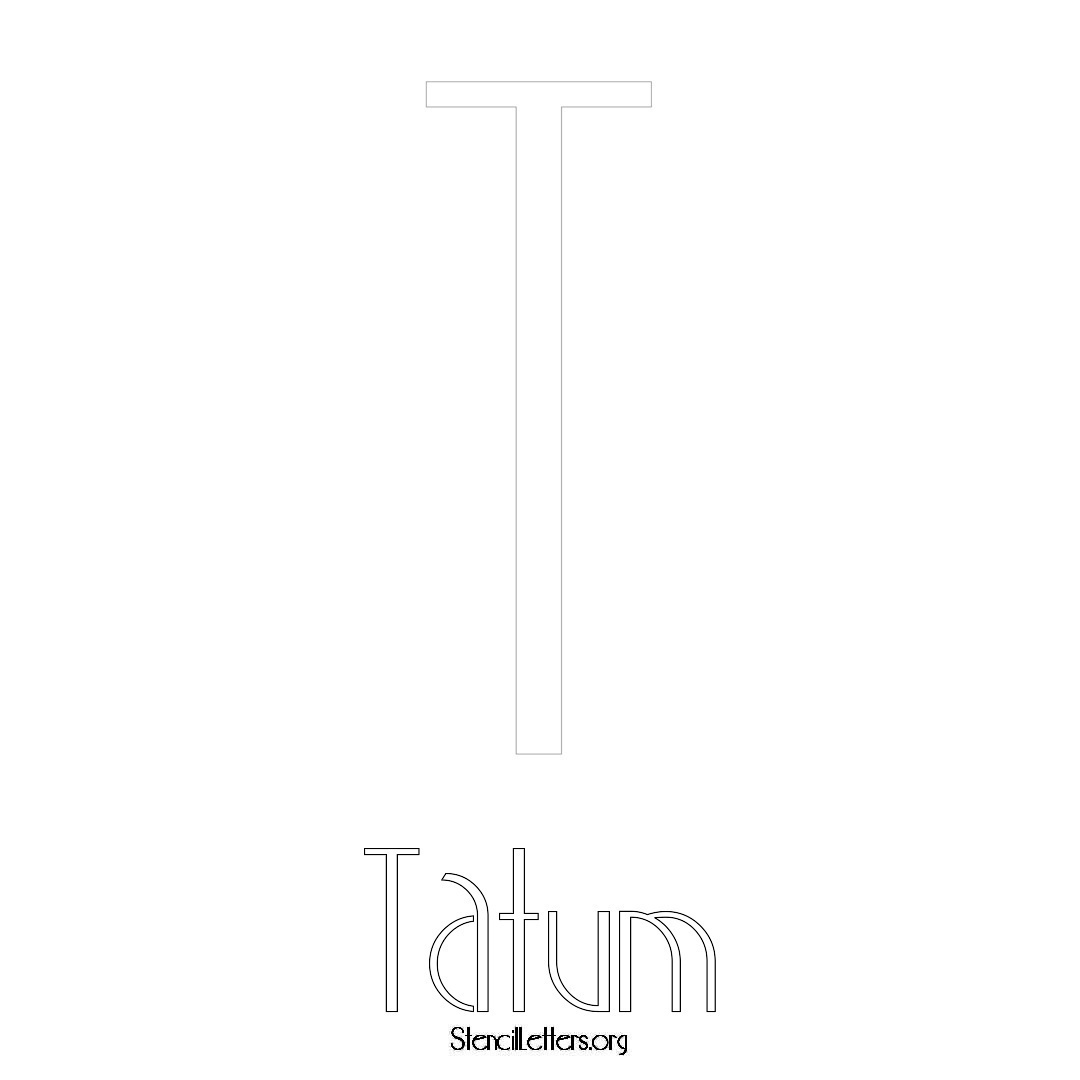 Tatum printable name initial stencil in Art Deco Lettering