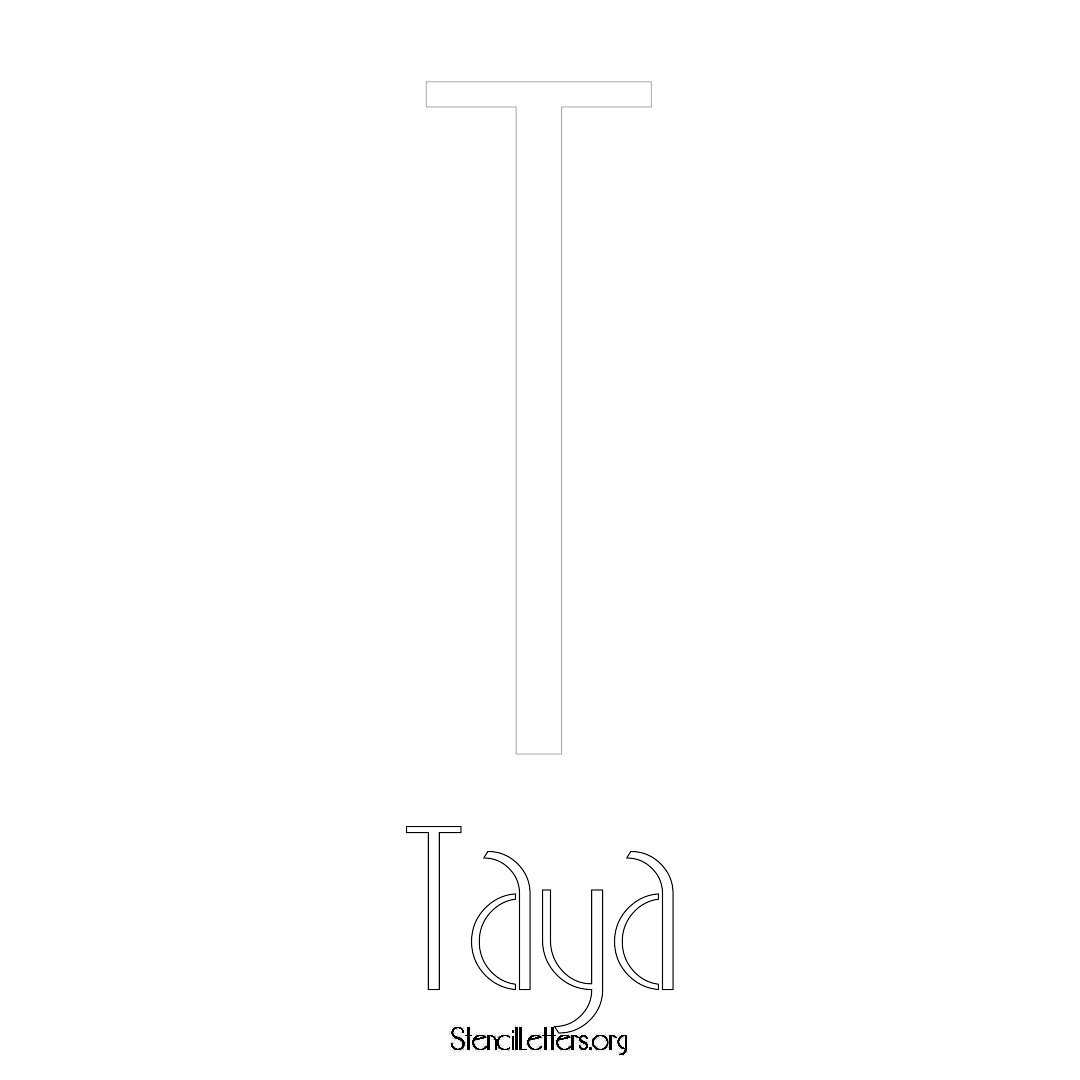 Taya printable name initial stencil in Art Deco Lettering