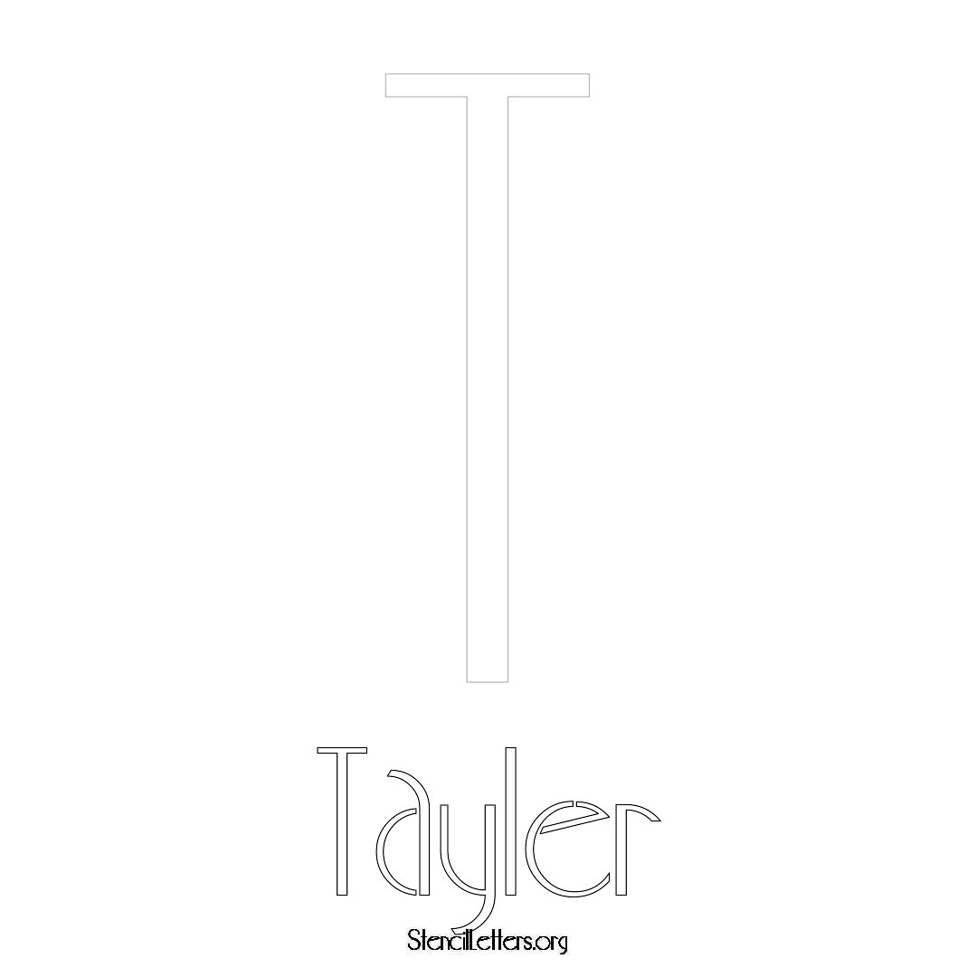 Tayler printable name initial stencil in Art Deco Lettering