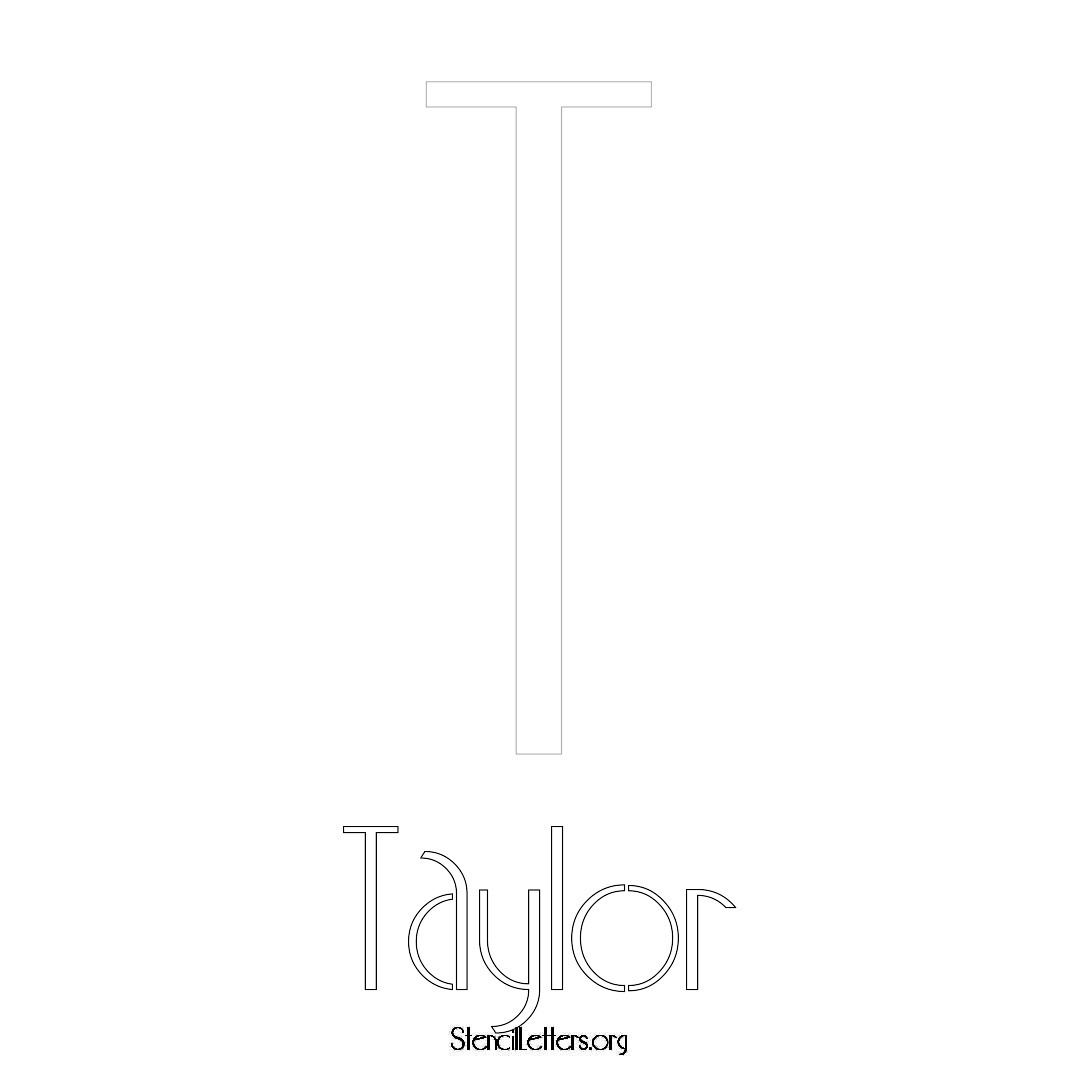 Taylor printable name initial stencil in Art Deco Lettering