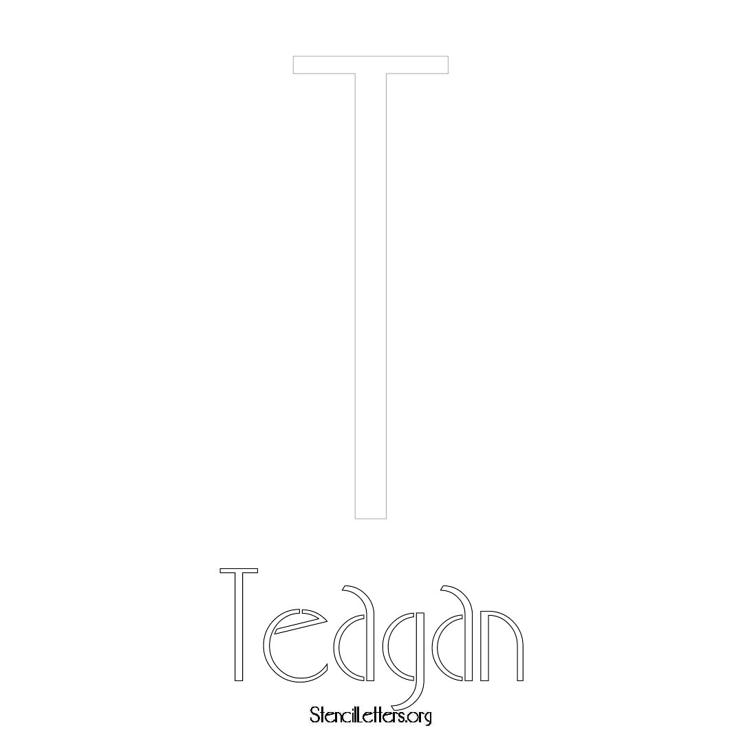 Teagan printable name initial stencil in Art Deco Lettering