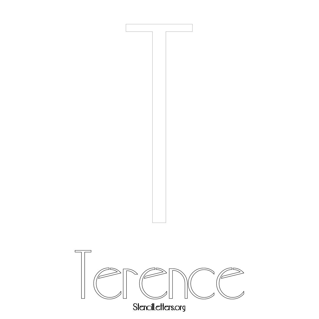 Terence printable name initial stencil in Art Deco Lettering