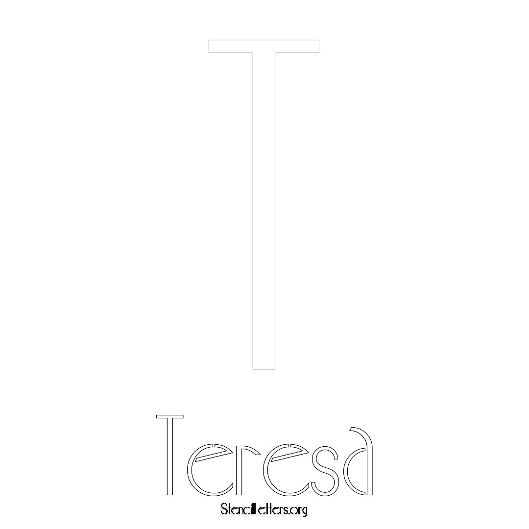 Teresa printable name initial stencil in Art Deco Lettering