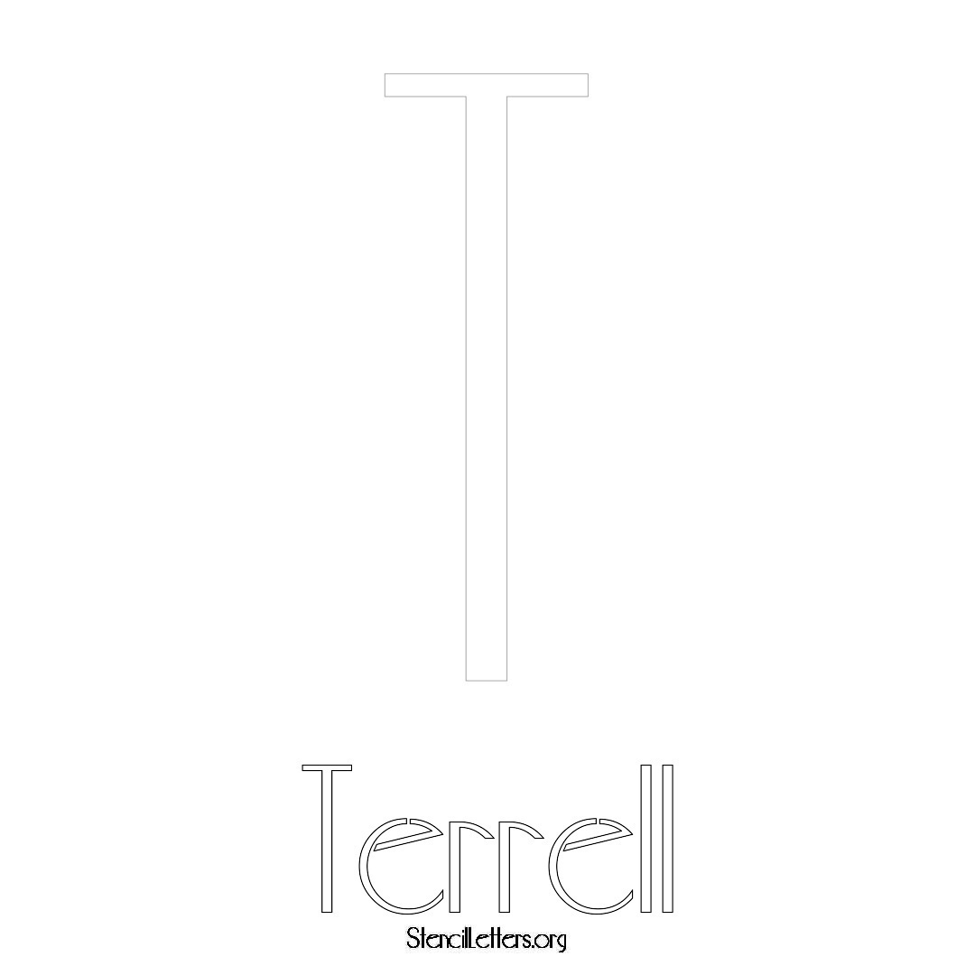 Terrell printable name initial stencil in Art Deco Lettering