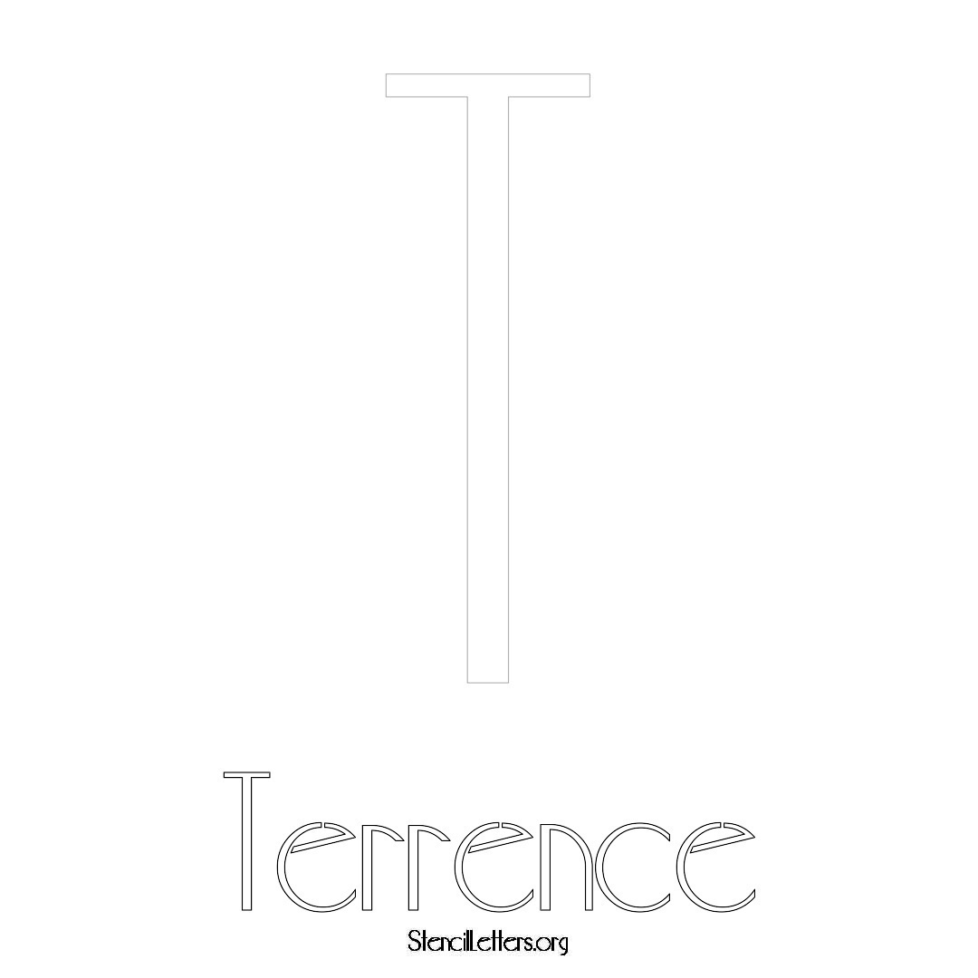 Terrence printable name initial stencil in Art Deco Lettering