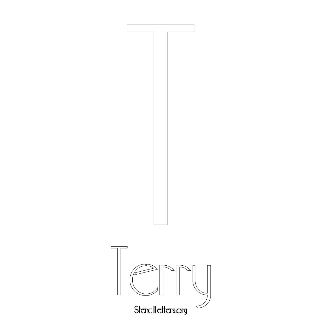 Terry printable name initial stencil in Art Deco Lettering