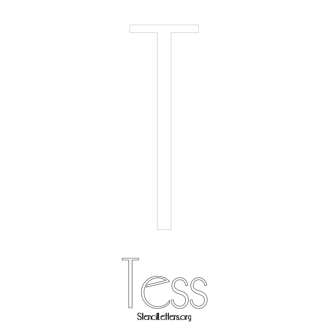 Tess printable name initial stencil in Art Deco Lettering