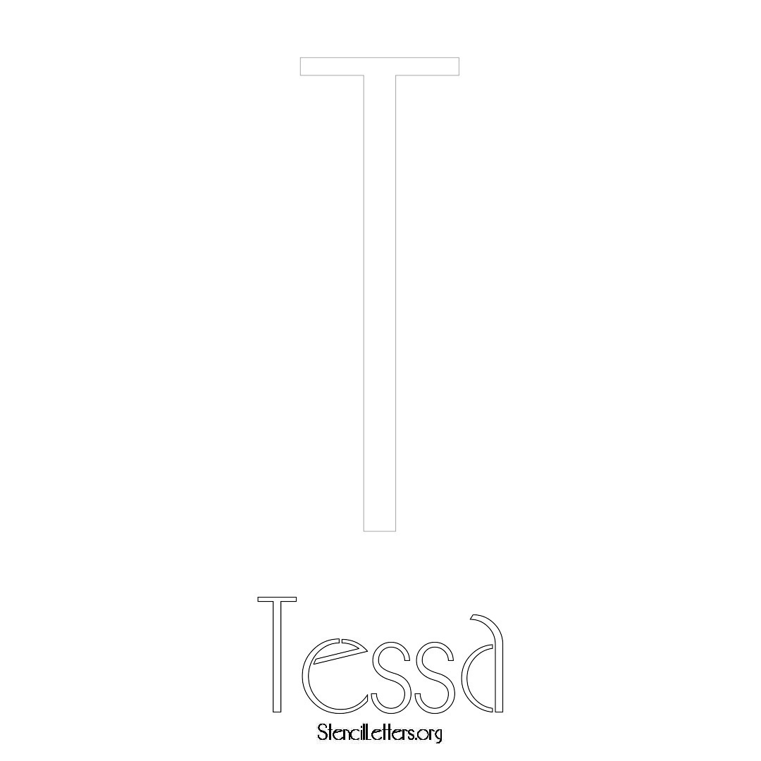 Tessa printable name initial stencil in Art Deco Lettering