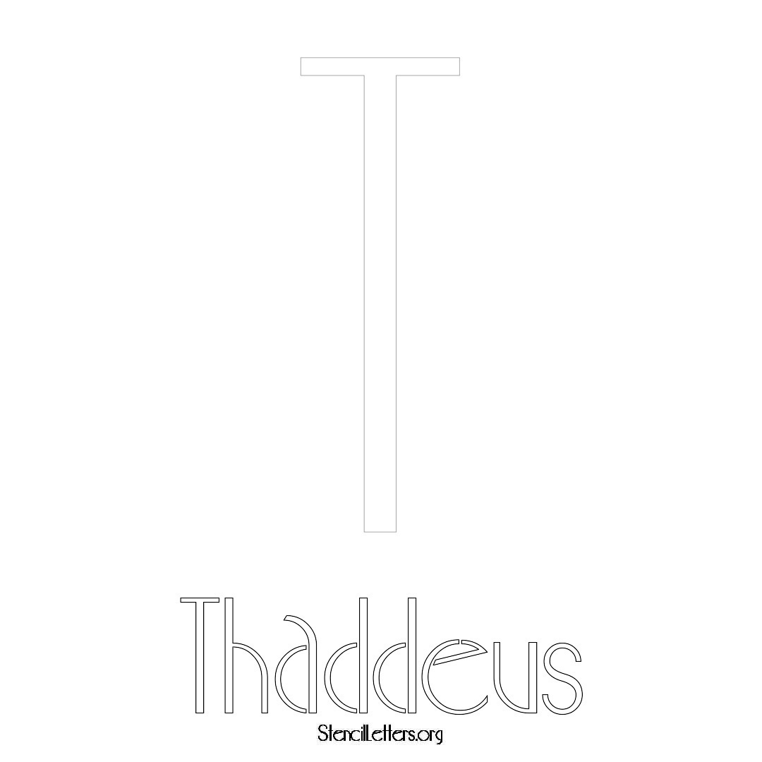 Thaddeus printable name initial stencil in Art Deco Lettering