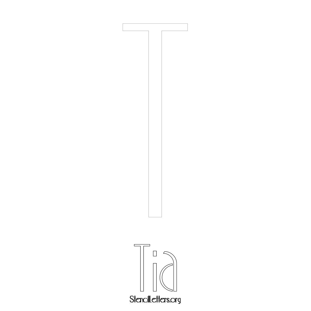 Tia printable name initial stencil in Art Deco Lettering