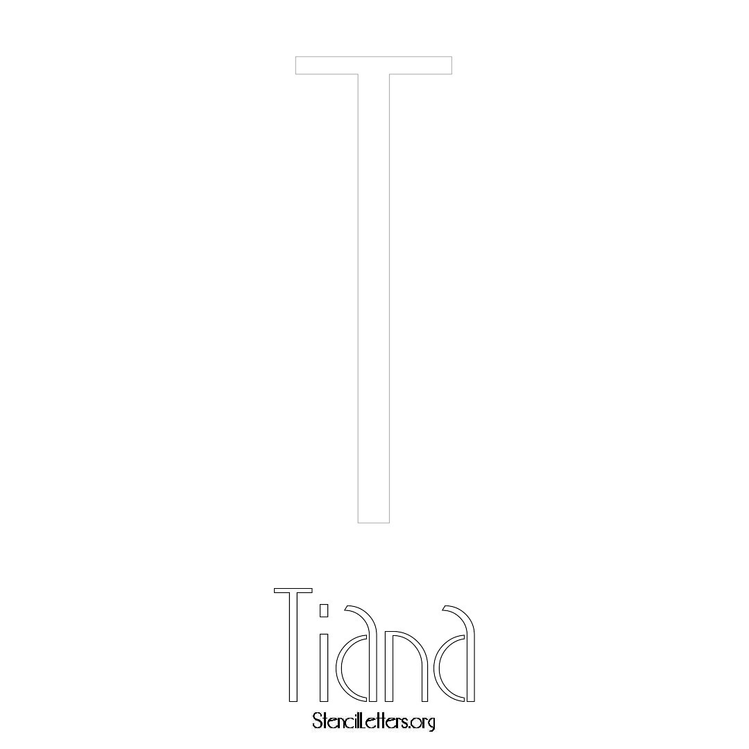 Tiana printable name initial stencil in Art Deco Lettering