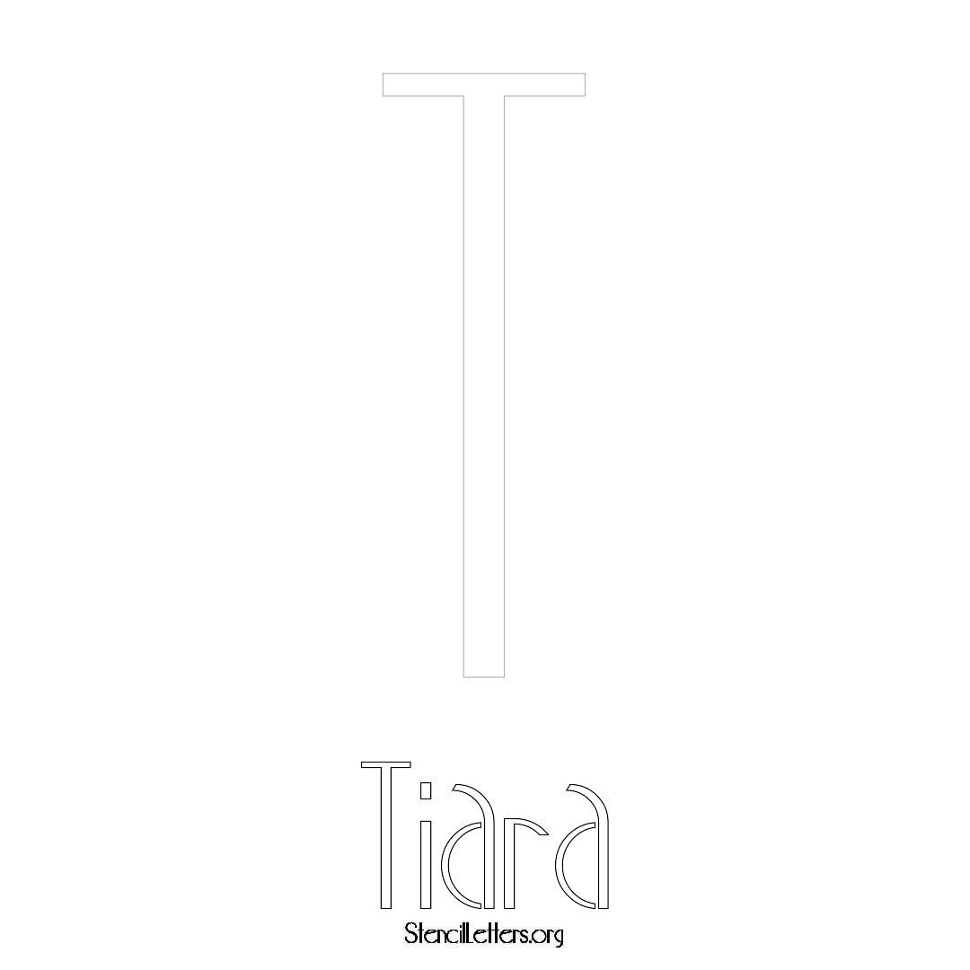 Tiara printable name initial stencil in Art Deco Lettering