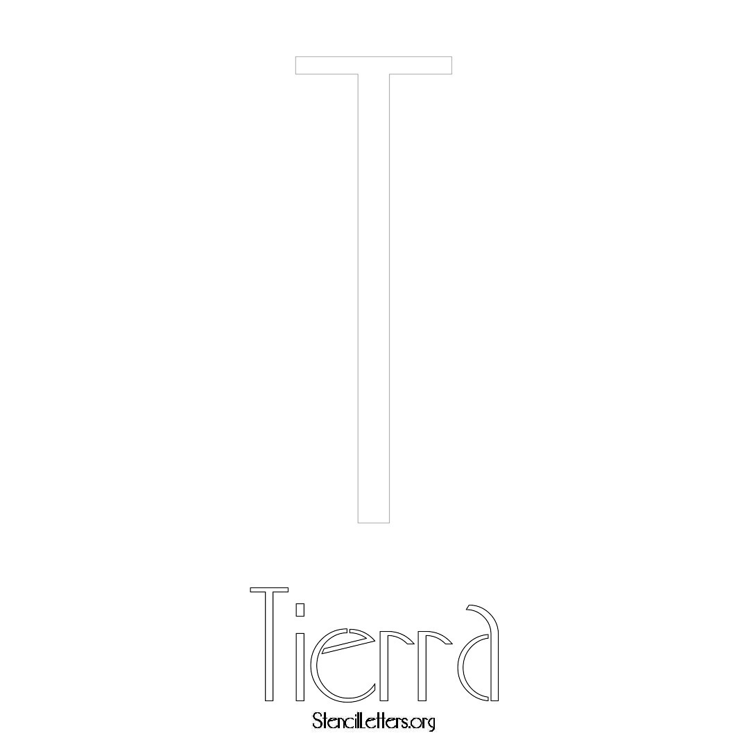 Tierra printable name initial stencil in Art Deco Lettering