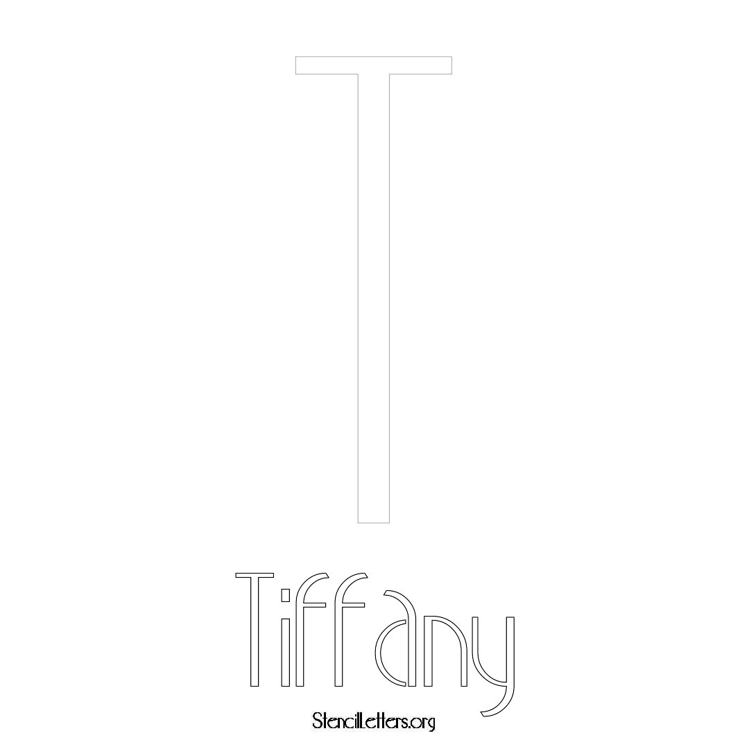 Tiffany printable name initial stencil in Art Deco Lettering