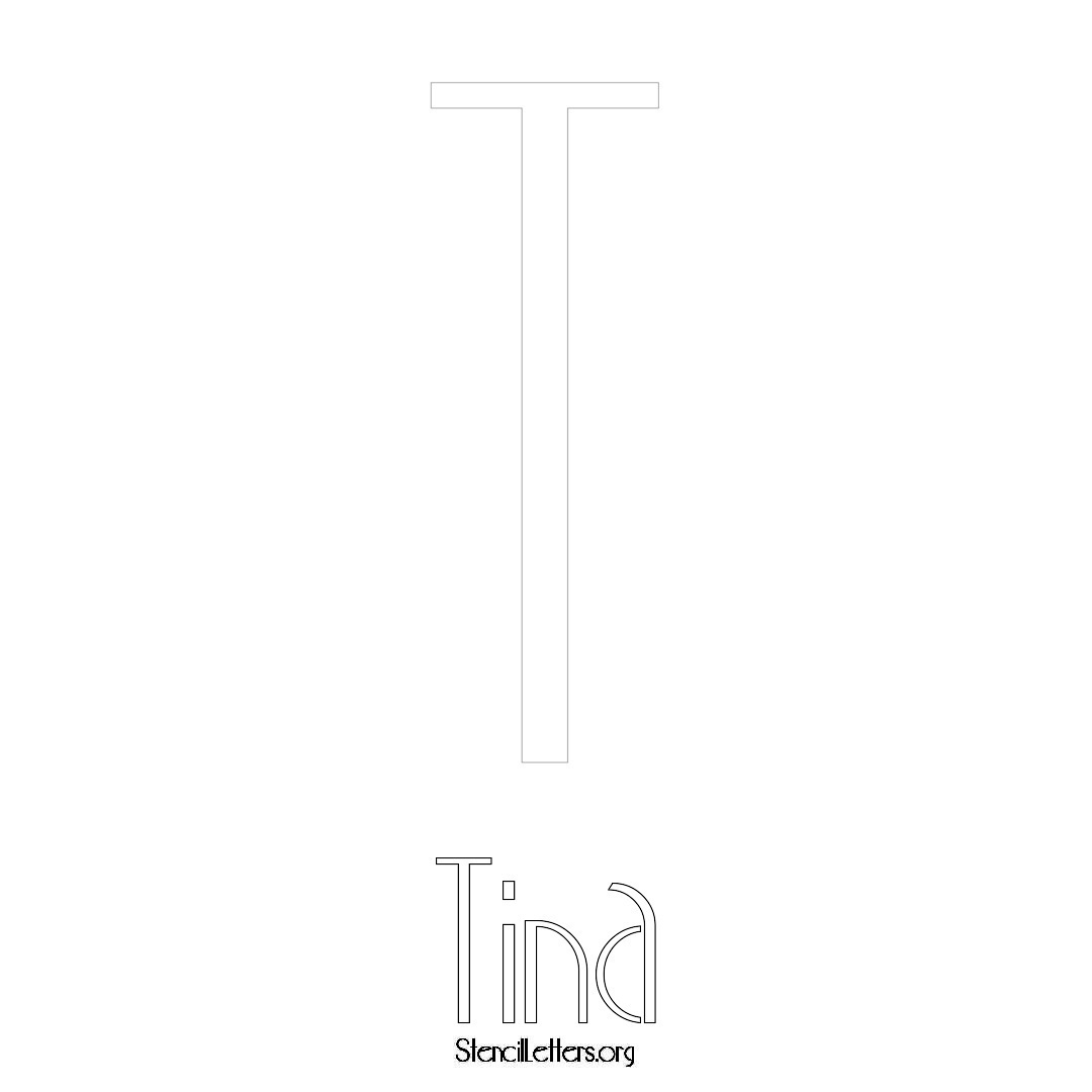 Tina printable name initial stencil in Art Deco Lettering