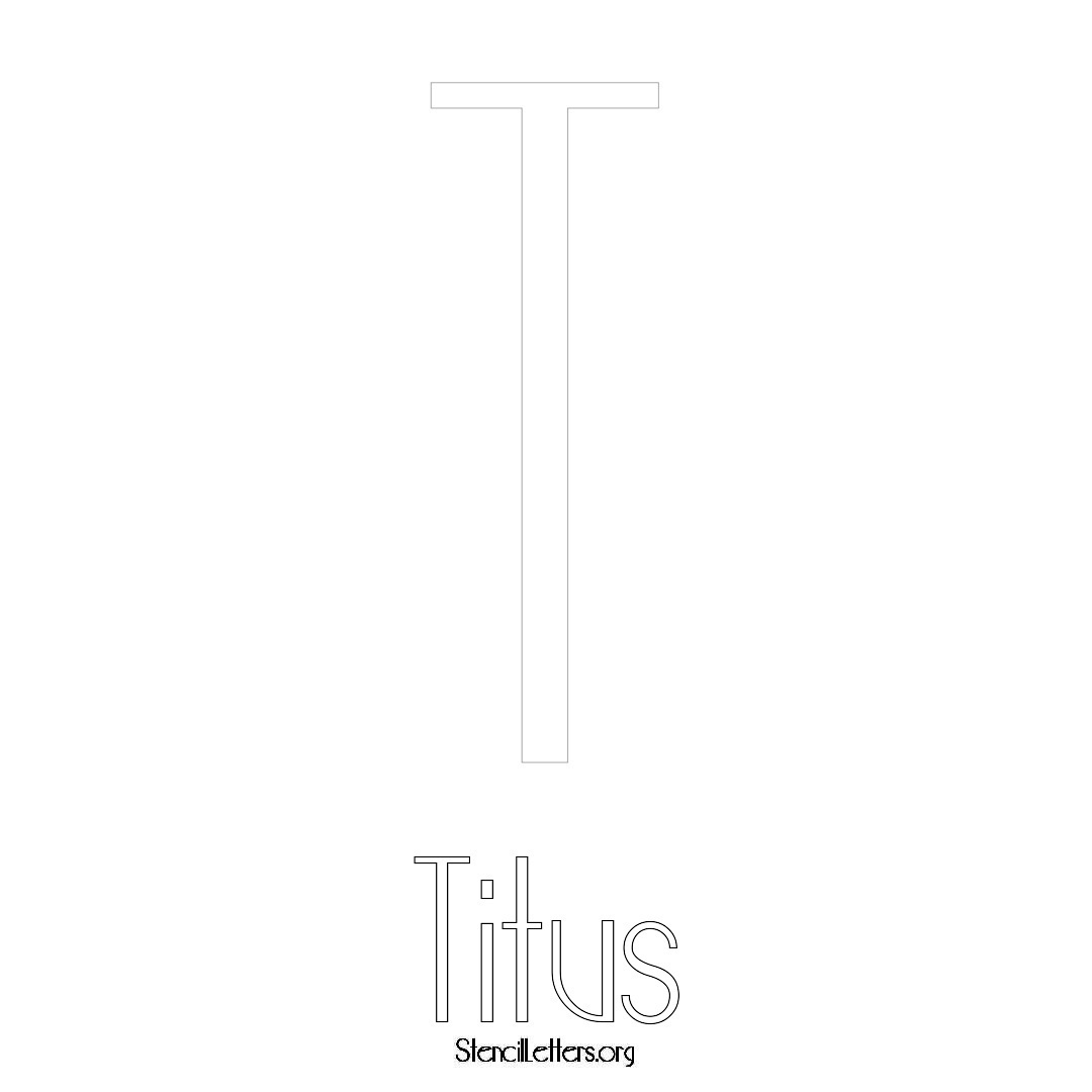 Titus printable name initial stencil in Art Deco Lettering