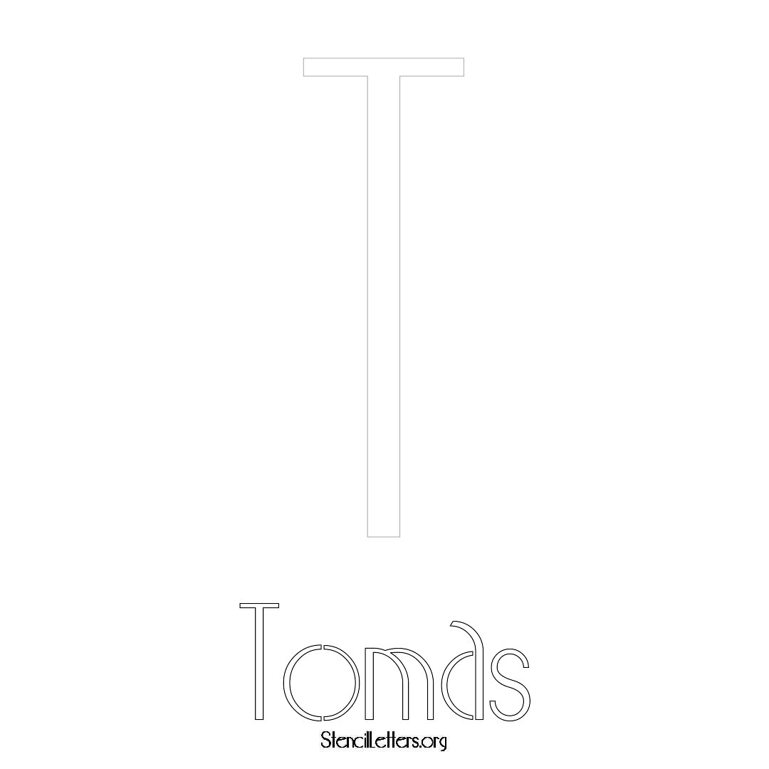 Tomas printable name initial stencil in Art Deco Lettering