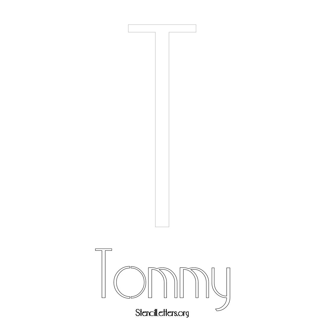 Tommy printable name initial stencil in Art Deco Lettering