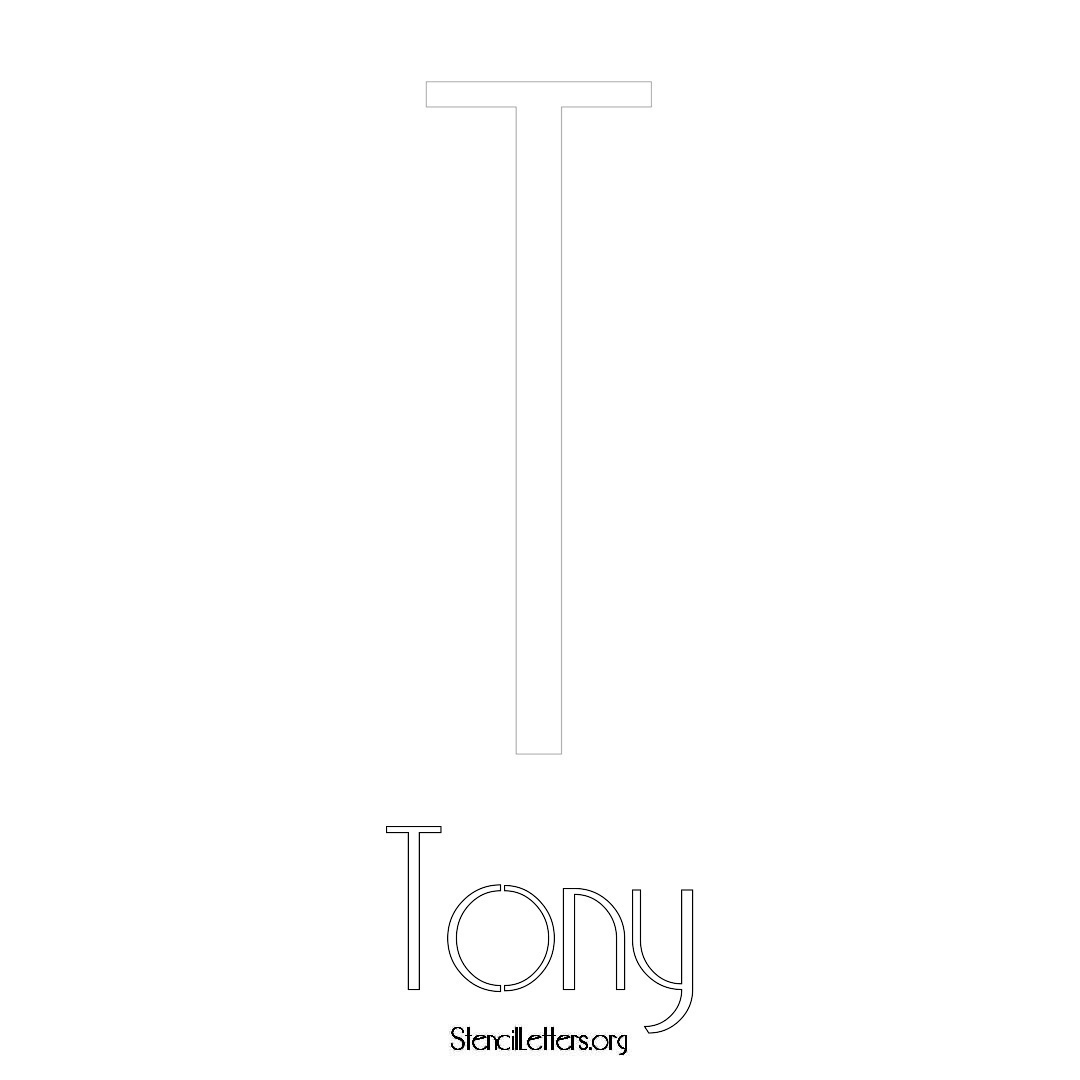 Tony printable name initial stencil in Art Deco Lettering