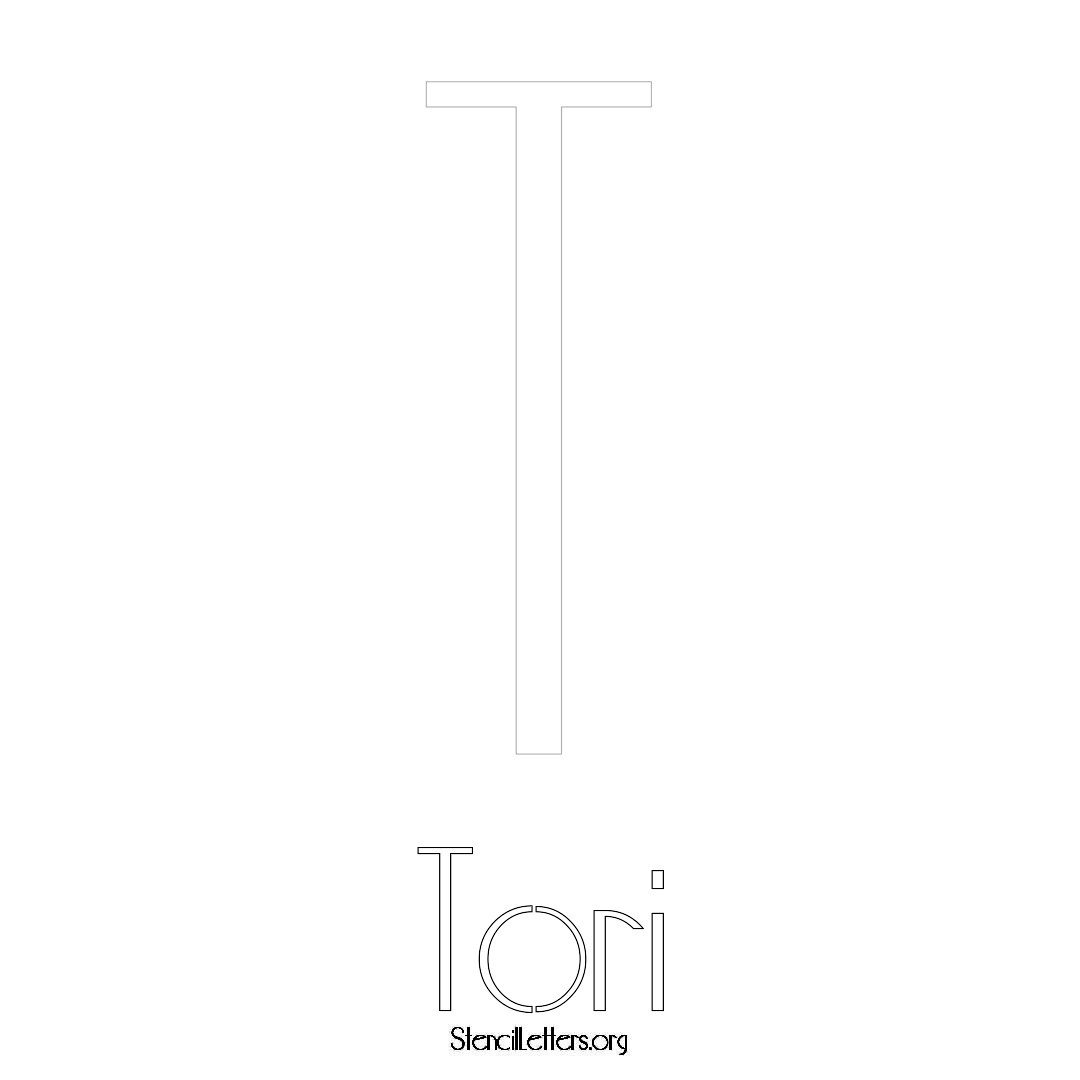 Tori printable name initial stencil in Art Deco Lettering