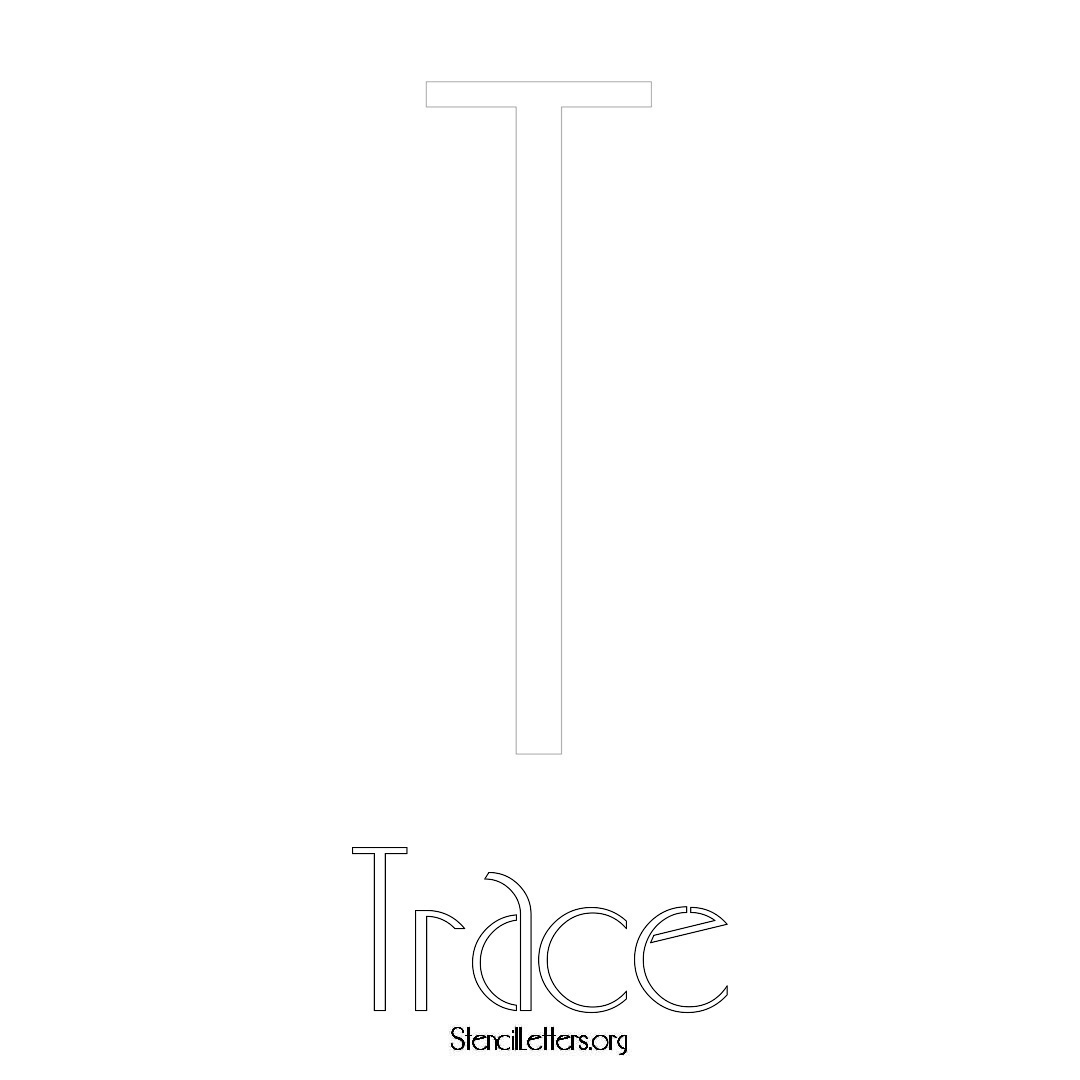 Trace printable name initial stencil in Art Deco Lettering