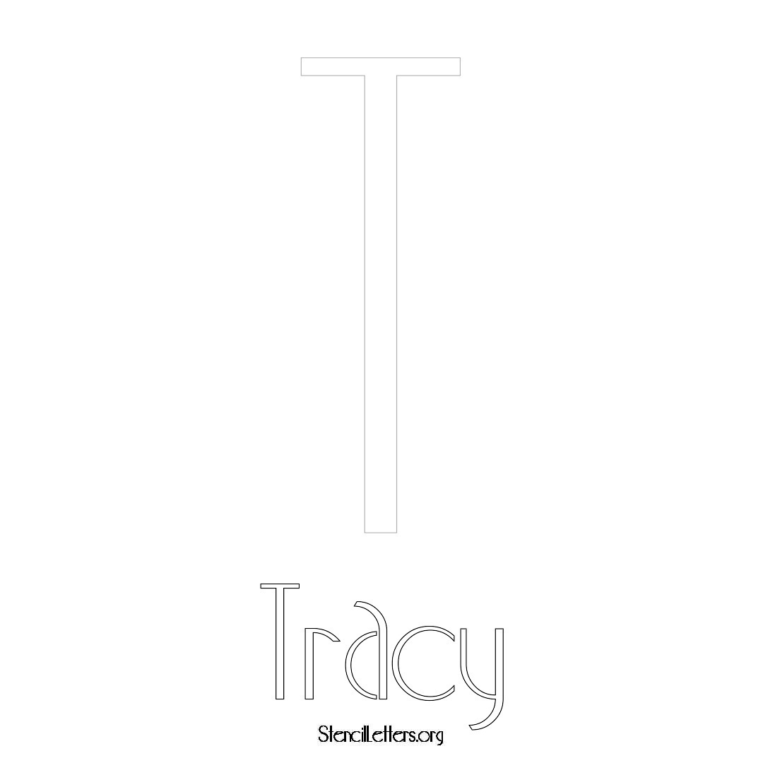 Tracy printable name initial stencil in Art Deco Lettering